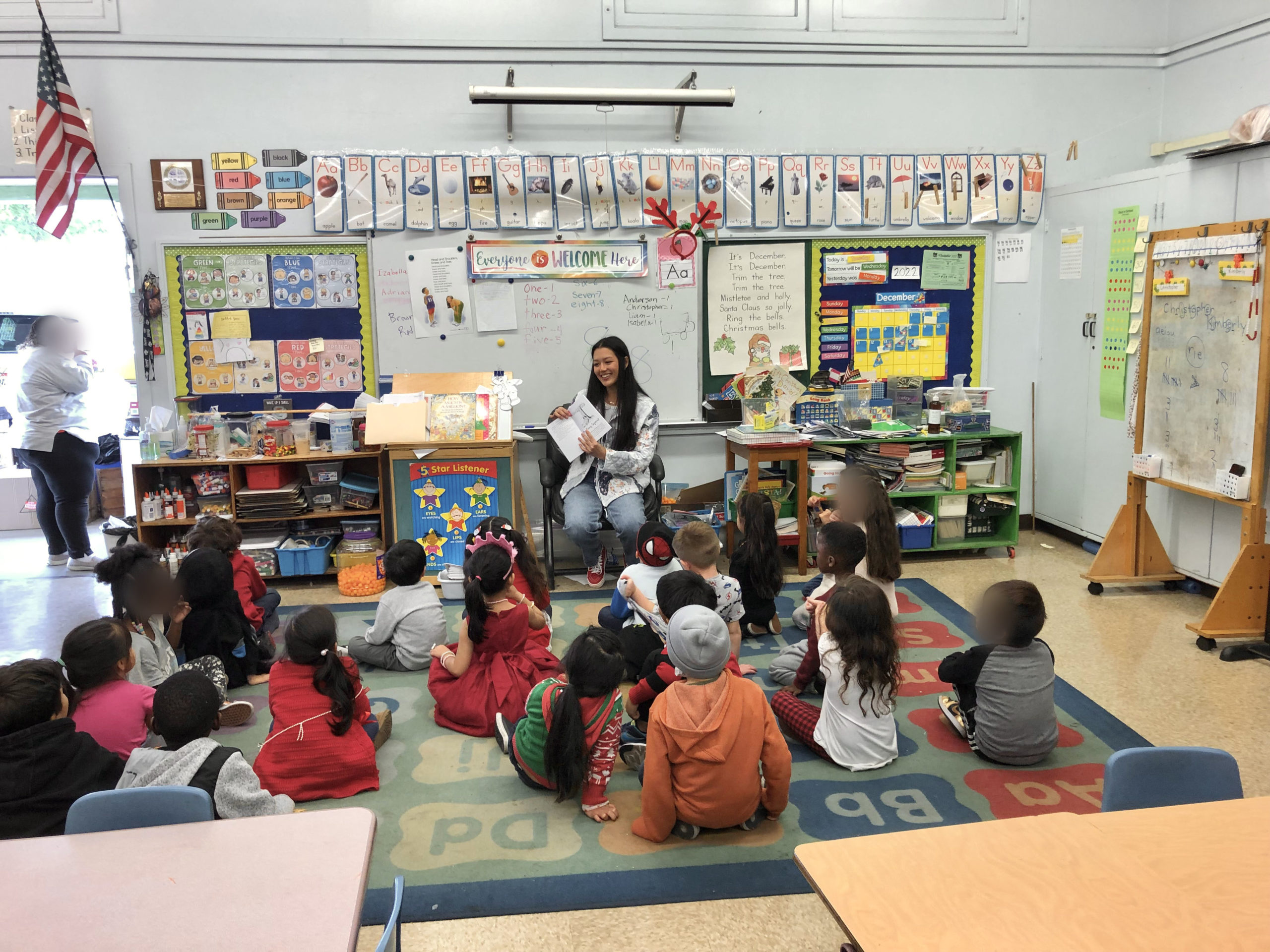 December 2022, Alexis reads a story from her children's book to TK students at an LAUSD elementary school.