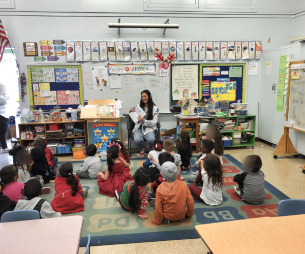 December 2022, Alexis reads a story from her children's book to TK students at an LAUSD elementary school.